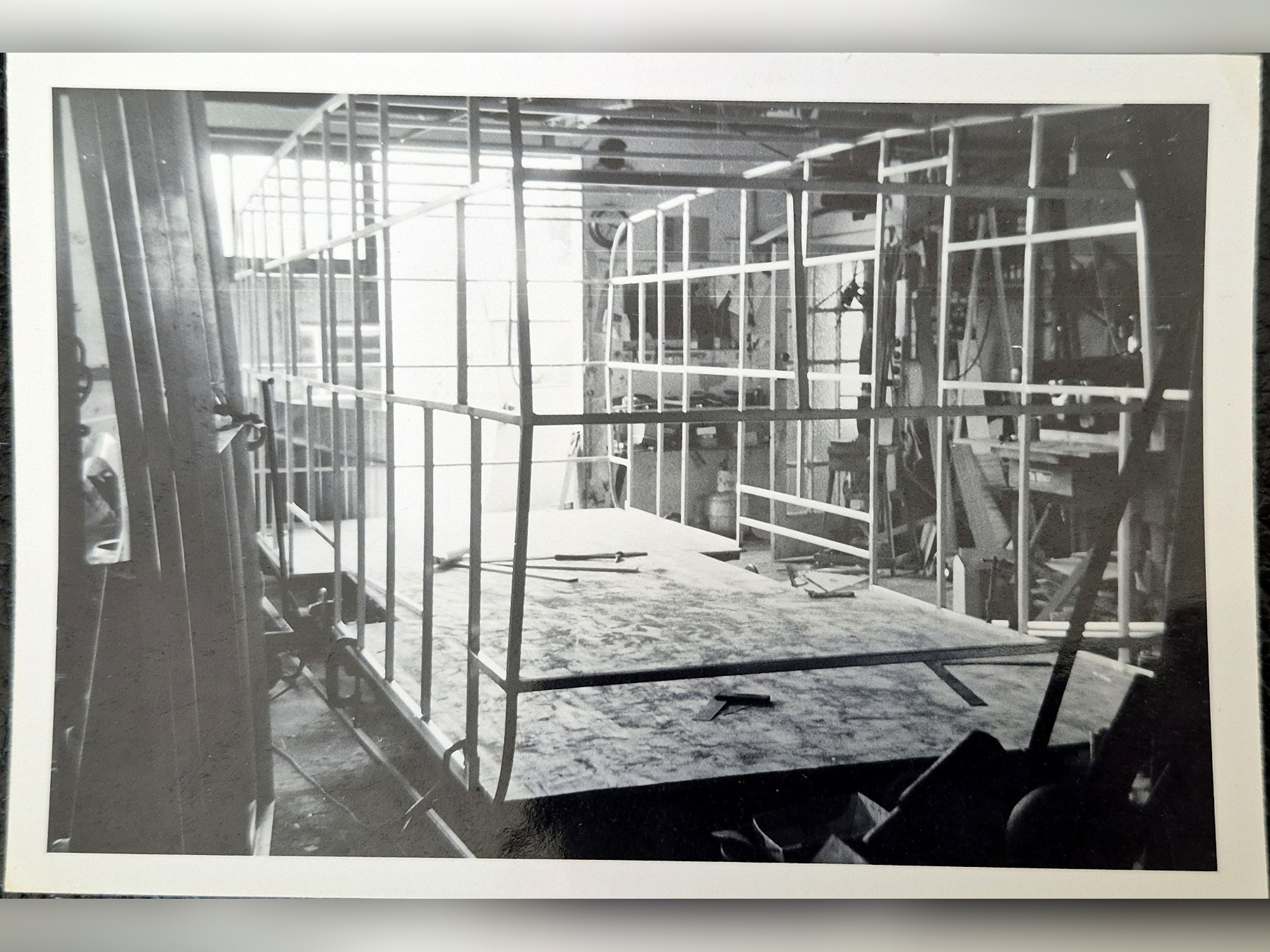 Caravan frames under construction inside the workshop